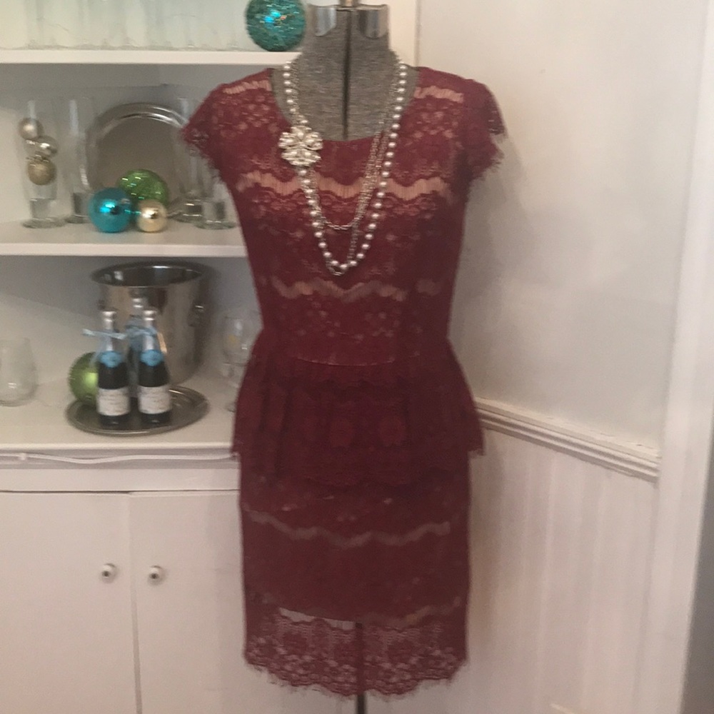 Anthropology Maeve Peplum Lace Dress